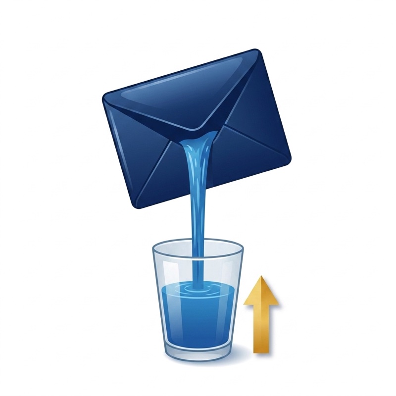 Envelope despejando água no copo